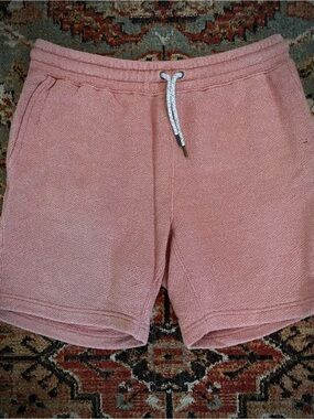 Faherty Dusty Pink Terry Drawstring Athletic Shorts